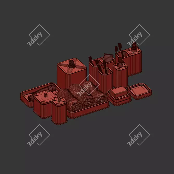 Luxury Black Bathroom Accessory Set 3D model image 4