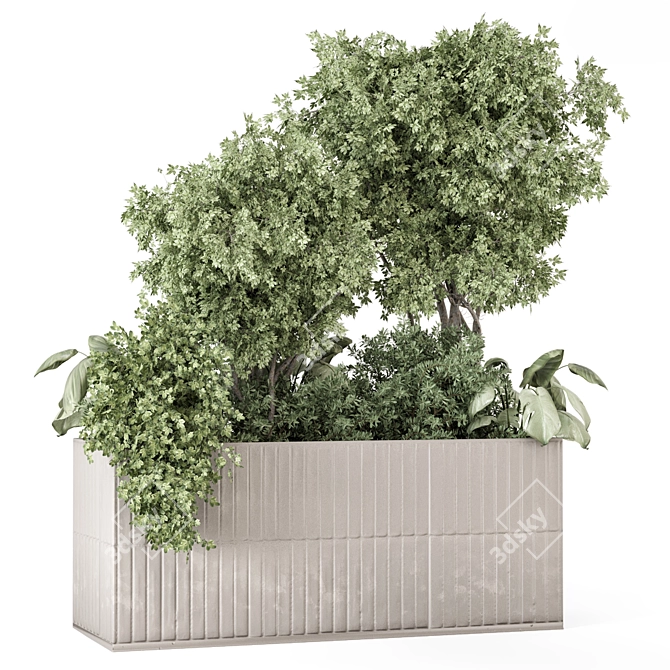 Outdoor Concrete Pots with Plants 3D model image 1