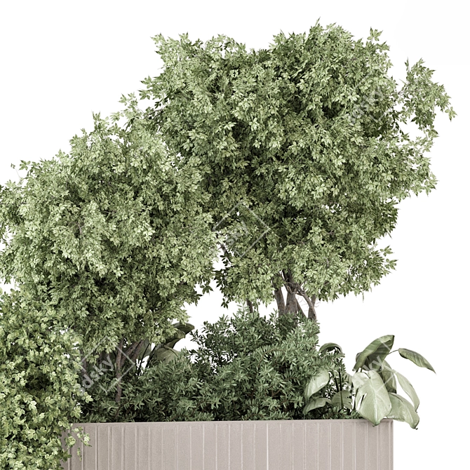 Outdoor Concrete Pots with Plants 3D model image 2