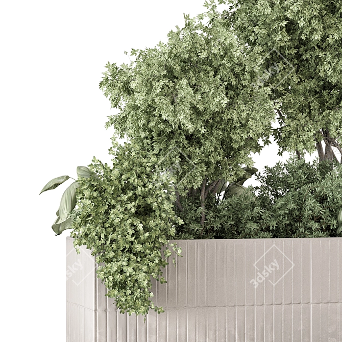 Outdoor Concrete Pots with Plants 3D model image 3