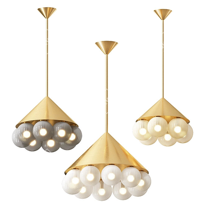 Textured Brass Pendant Lamps 3D model image 1