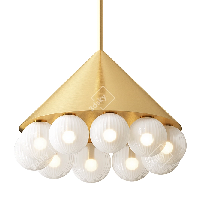 Textured Brass Pendant Lamps 3D model image 2