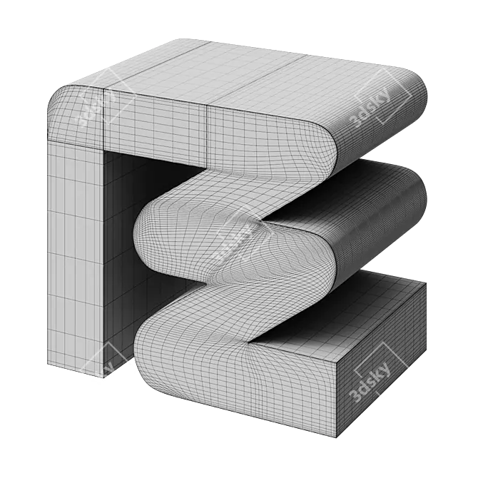 Sleek MDF Stool Chic 3D model image 5