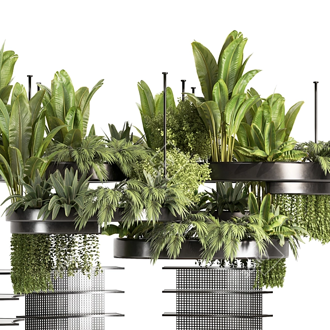 Modern Reception Desk With Plants 3D model image 5
