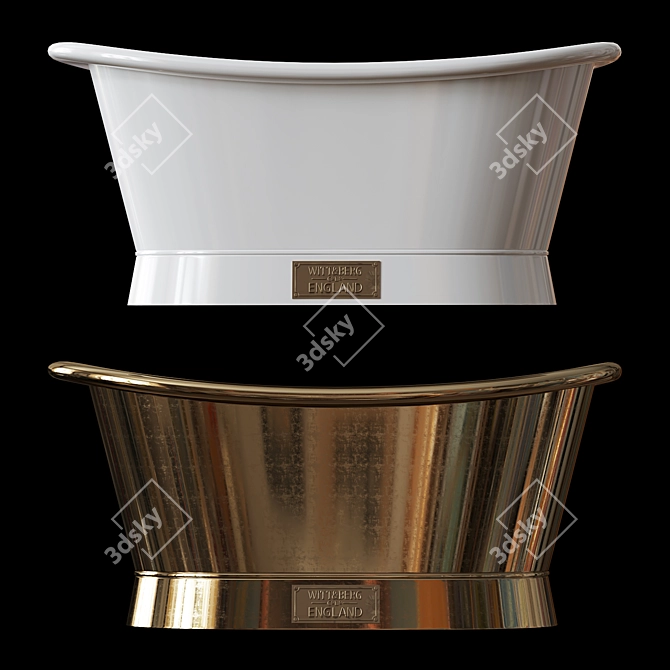Antique Brass Enamel Freestanding Bath 3D model image 2