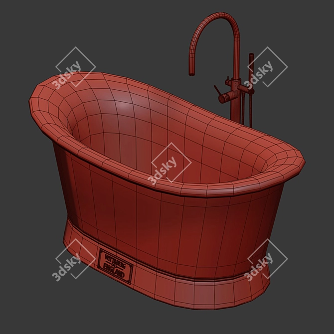 Antique Brass Enamel Freestanding Bath 3D model image 3