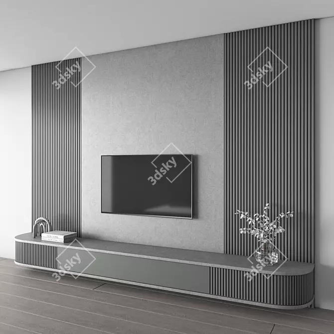 Modern TV Wall 3D Model 3D model image 4