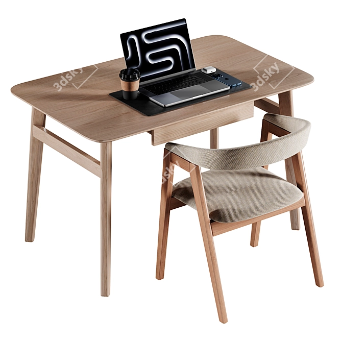 Modern Jasper Light Writing Desk 3D model image 1