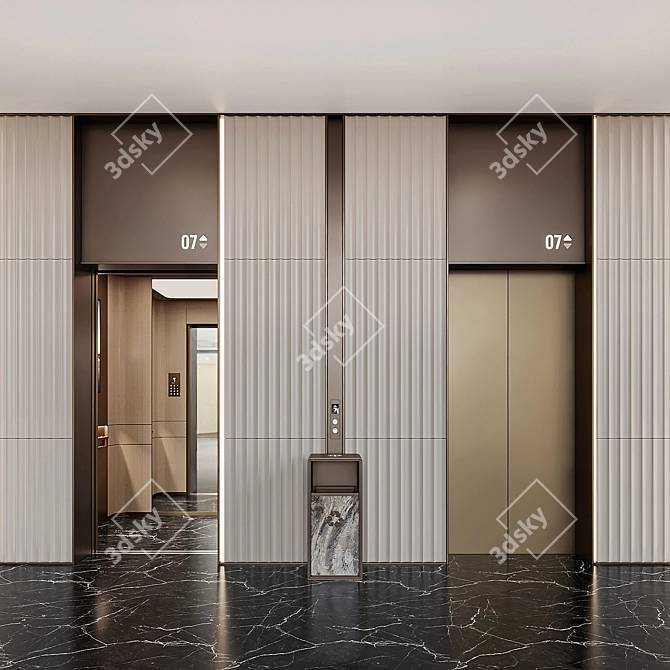 Modern Elevator Lobby Design Solution 3D model image 1