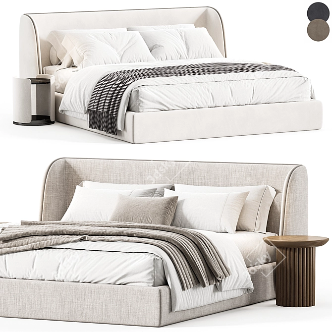 Modern Designer Bed Frame - PYORA 3D model image 5