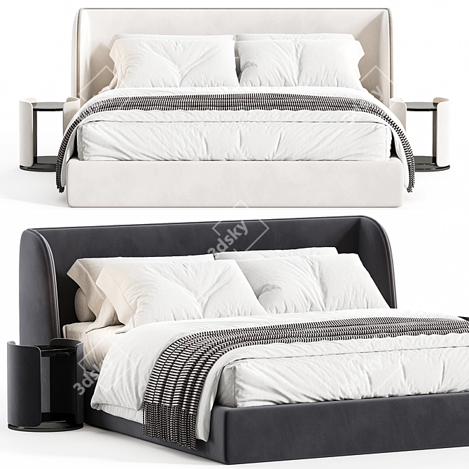 Modern Designer Bed Frame - PYORA 3D model image 6