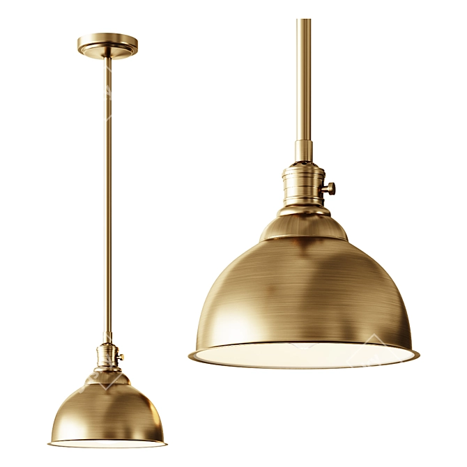 Metal Bell Pole Pendant Light 3D model image 2