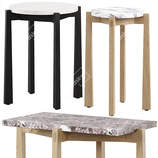 Arhaus Mari Martini Tables: Elegance in Geometry 3D model image 1