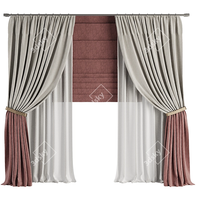 Elegant Curtain Set M64 3D model image 1