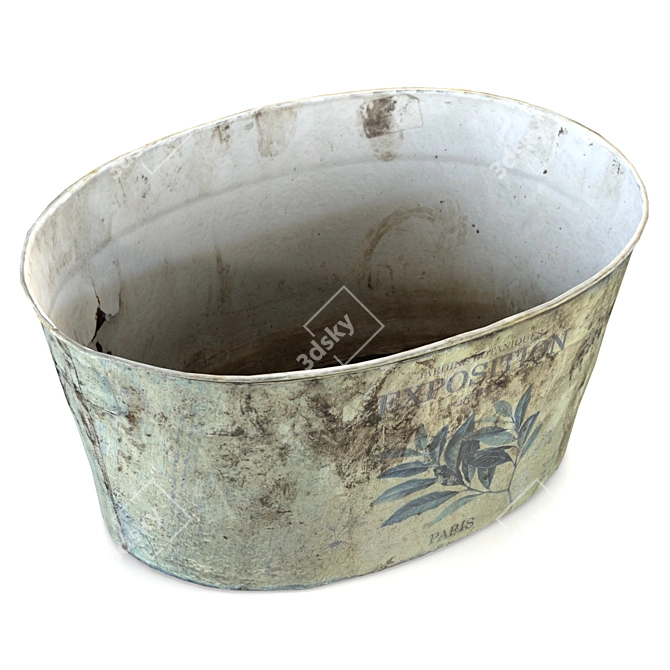 Rusty Basin & Dented Paint Can 3D model image 3