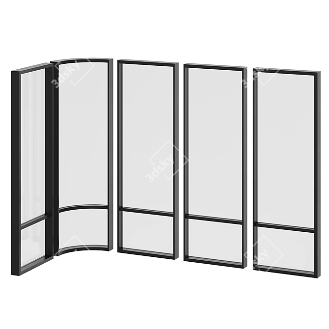 Aluminum Framed Radius Glass Wall 3D model image 2