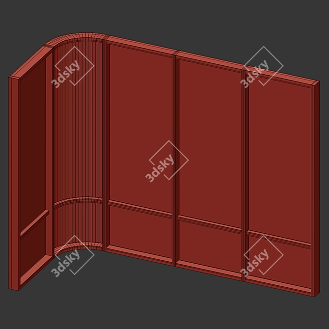 Aluminum Framed Radius Glass Wall 3D model image 3