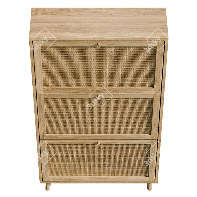 Bohemian Cane Shoe Cabinet Organizer 3D model image 3