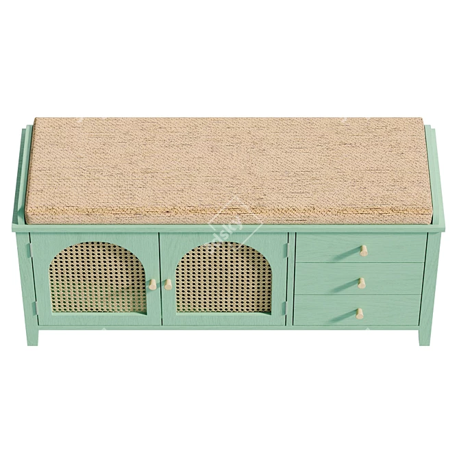 Hallway Shoe Bench with Storage 3D model image 3