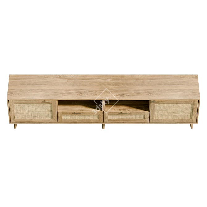 Modern Rattan TV Cabinet with Storage 3D model image 3
