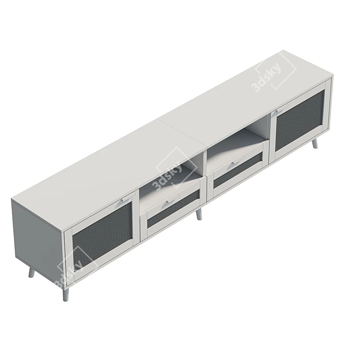 Modern Rattan TV Cabinet with Storage 3D model image 6