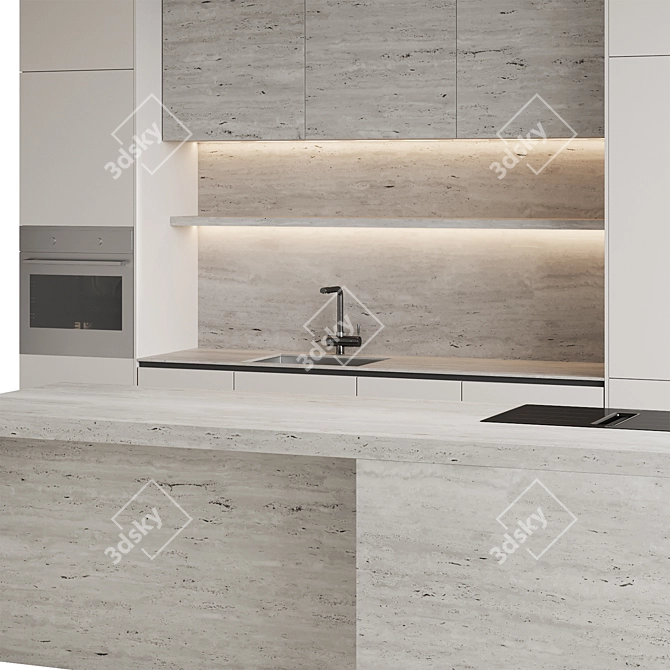 Modern Kitchen Island Render Set 3D model image 3