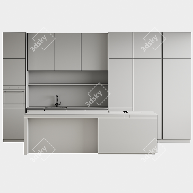 Modern Kitchen Island Render Set 3D model image 6