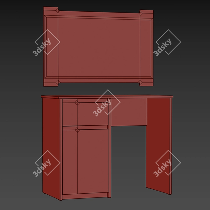 Gavana Cosmetics Table with Mirror 3D model image 3