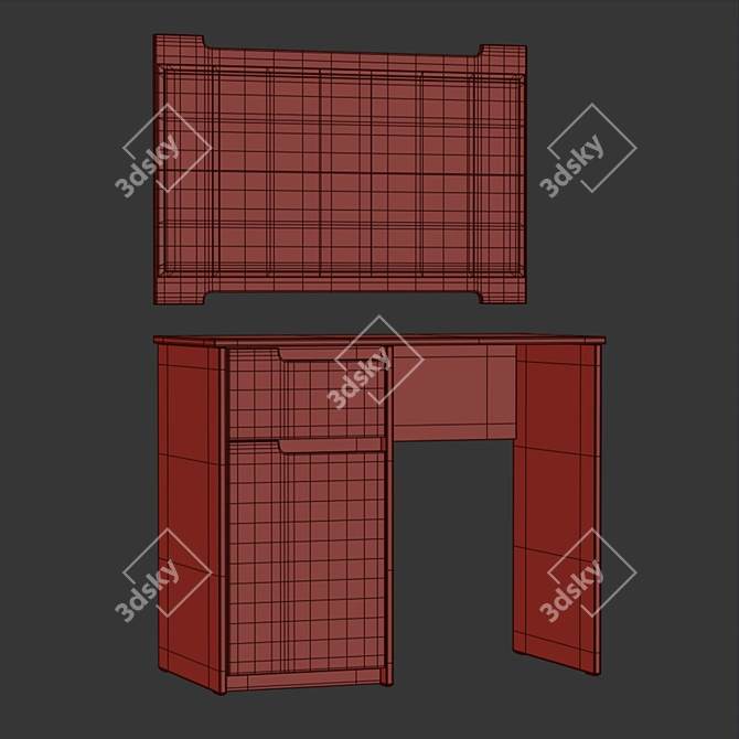 Gavana Cosmetics Table with Mirror 3D model image 4