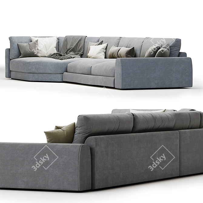 Island Grey Blue Corner Sofa 3D model image 5