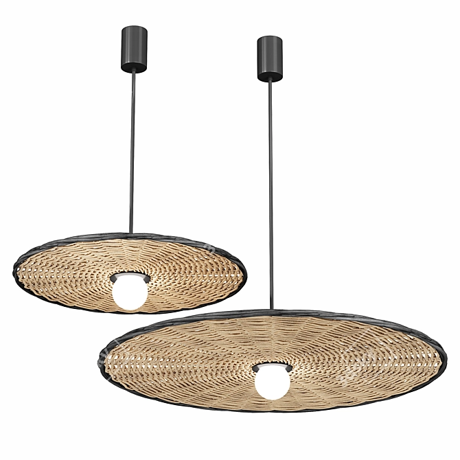 Rattan Pendant Light 100cm Wide 3D model image 1