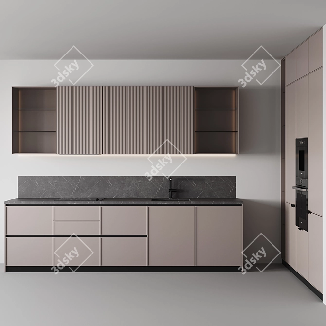 Customizable Modern Kitchen Design 3D model image 2