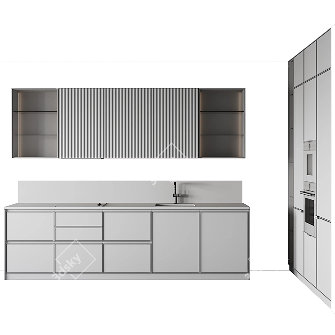Customizable Modern Kitchen Design 3D model image 1