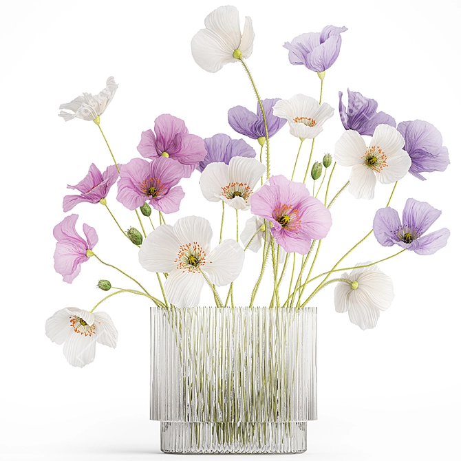 Field Flowers Bouquet in Vase 3D model image 1