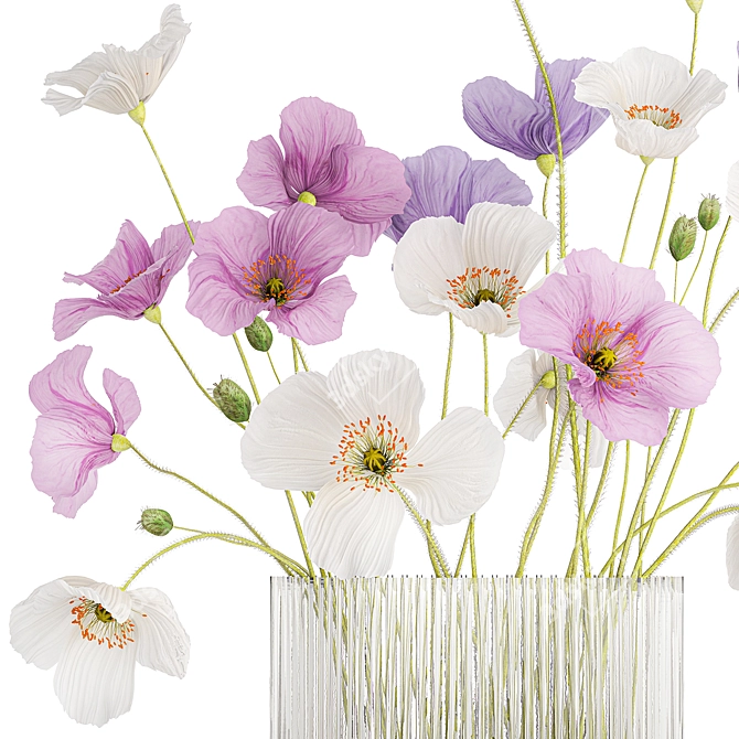 Field Flowers Bouquet in Vase 3D model image 3