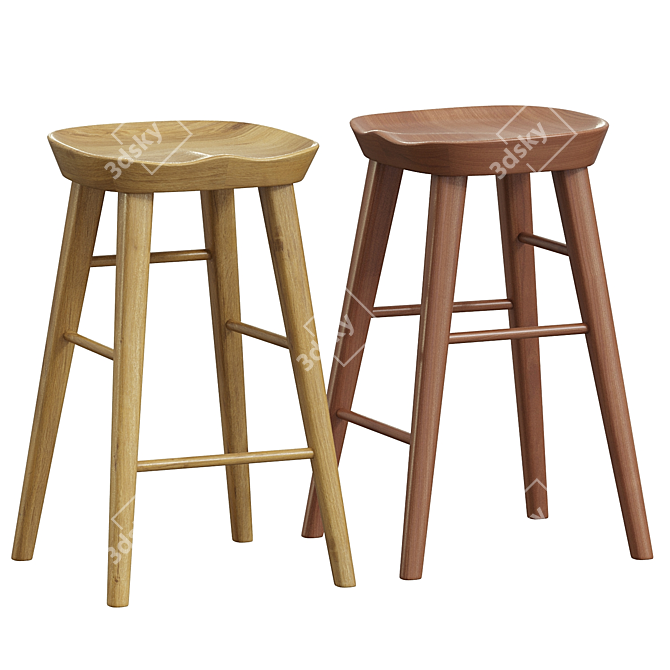 Modern Velvet Counter Stool 3D model image 2