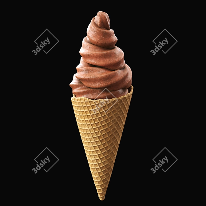 Title: Triple Color Ice Cream Cone 3D model image 4