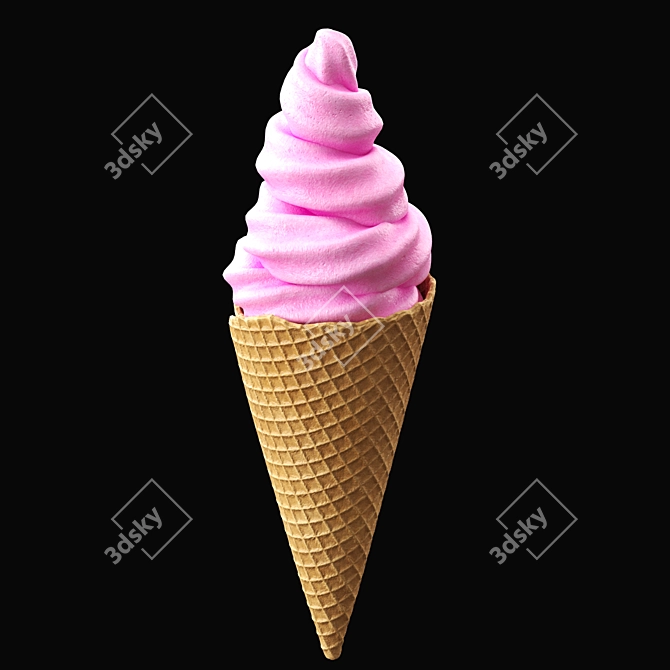 Title: Triple Color Ice Cream Cone 3D model image 5