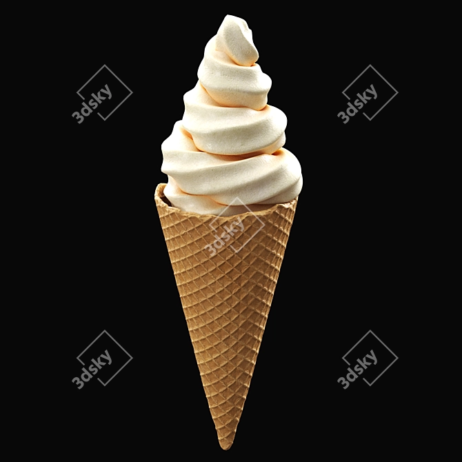 Title: Triple Color Ice Cream Cone 3D model image 6