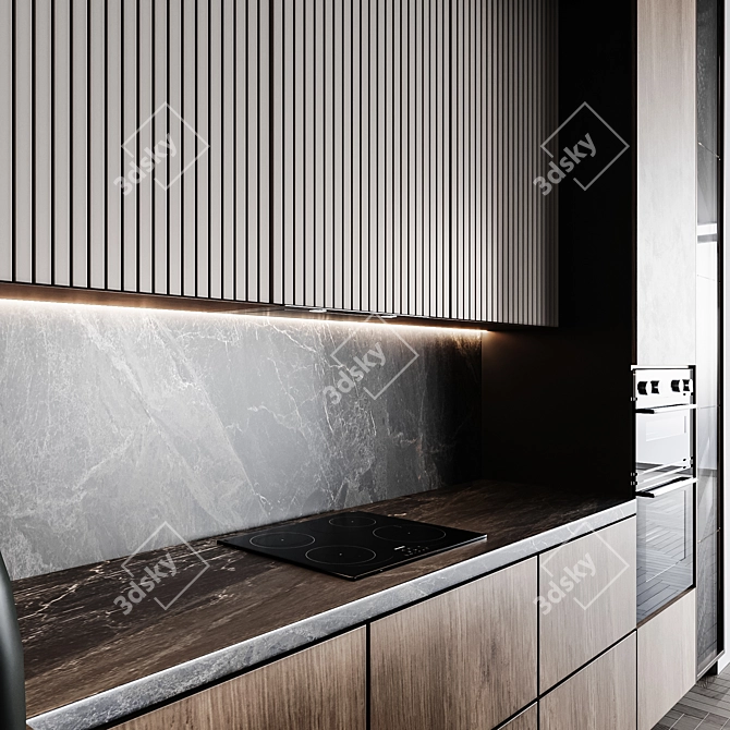  Modern Editable Kitchen Unit 3D model image 3