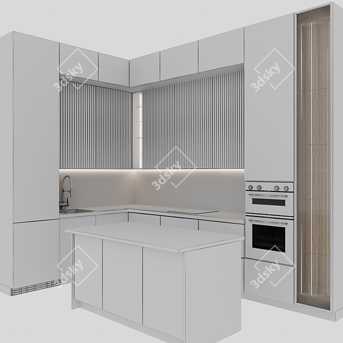  Modern Editable Kitchen Unit 3D model image 6