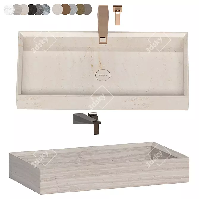 Luxury Marble Washbasin Set 3D model image 2