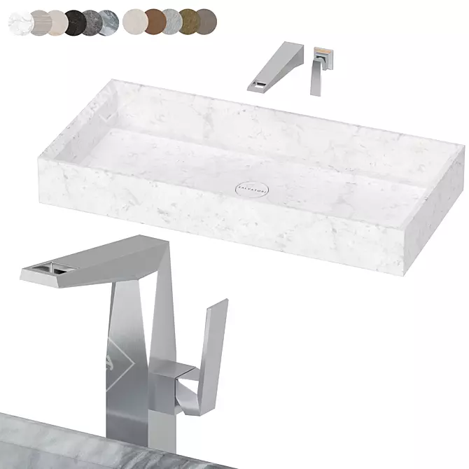 Luxury Marble Washbasin Set 3D model image 4