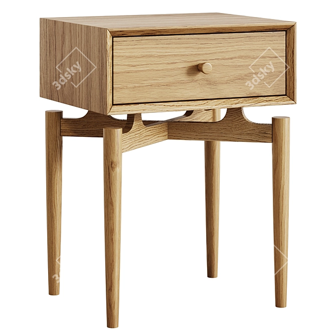 Scandinavian Style Bedside Table 3D model image 1