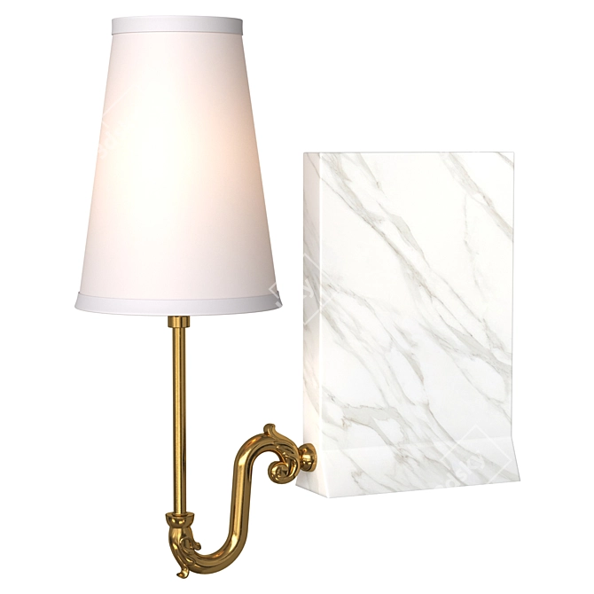 Contemporary Bookshelf Sconce: Marble & Brass 3D model image 1