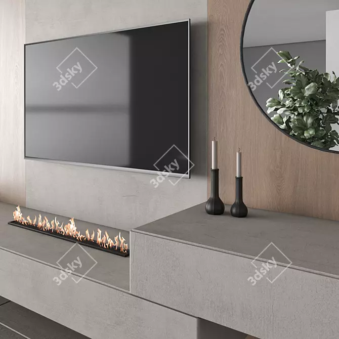 Modern TV Wall Interior Model 3D model image 2