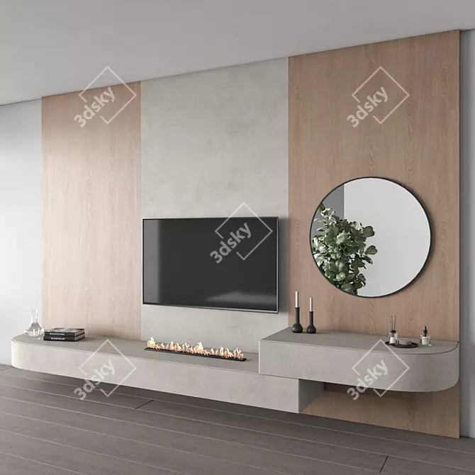 Modern TV Wall Interior Model 3D model image 4