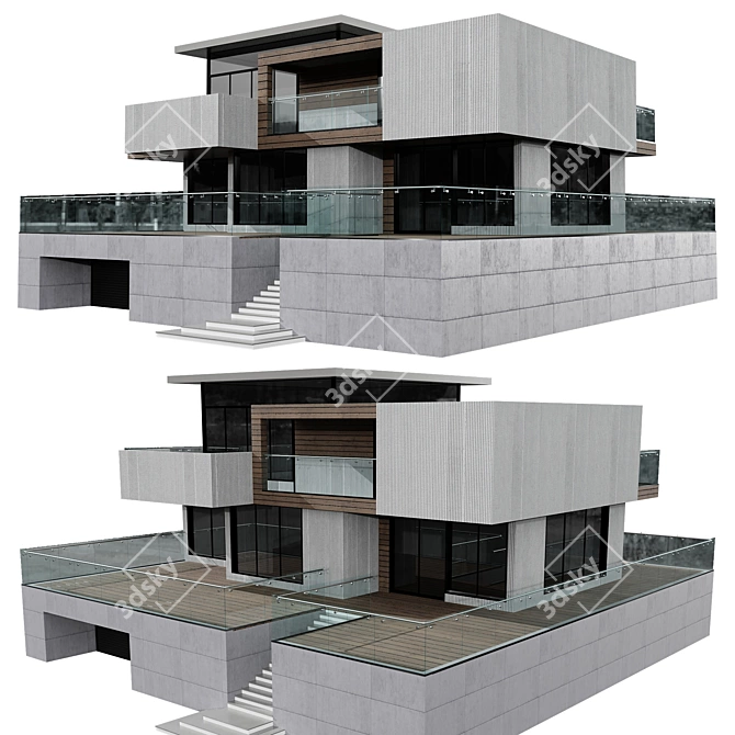 Modern Villa Model No21 3D model image 3