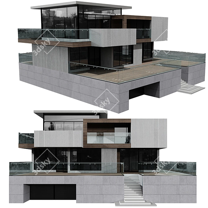 Modern Villa Model No21 3D model image 5