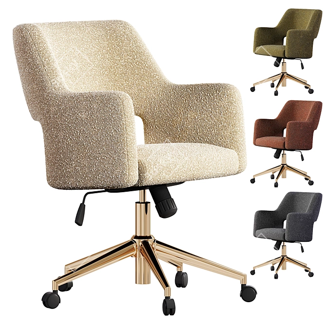 Boucle Desk Chair Upholstered Model 3D model image 1